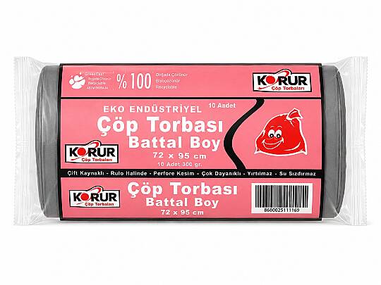 Korur 72*95 Battal Boy Çöp Poşeti 300 Gr. Gri