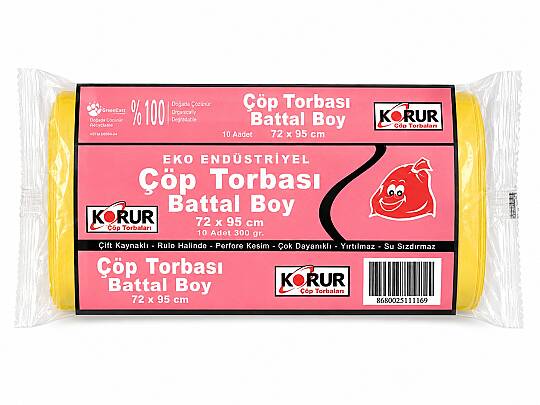 Korur 72*95 Battal Boy Çöp Poşeti 300 Gr. Sarı