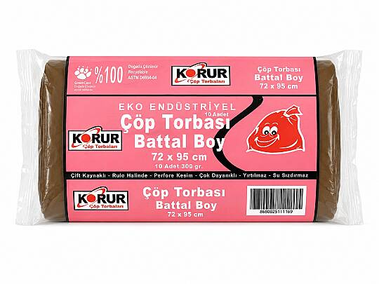Korur 72*95 Battal Boy Çöp Poşeti 300 Gr. Kahverengi
