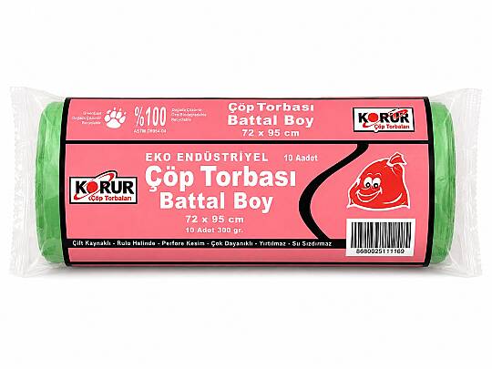 Korur 72*95 Battal Boy Çöp Poşeti 300 Gr. Yeşil