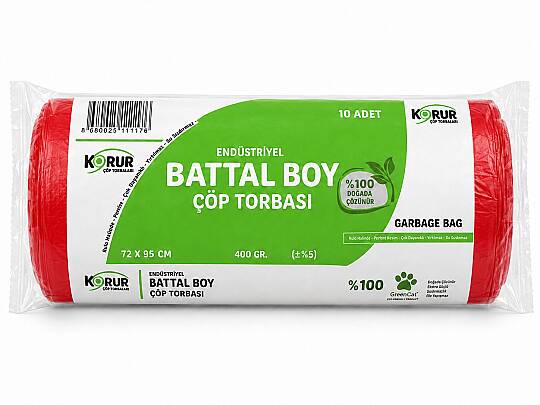 Korur 72*95 Battal Boy Çöp Poşeti 400 Gr. Kırmızı