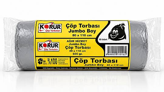 Korur 80*110 Jumbo Boy Çöp Poşeti 600 Gr. Gri