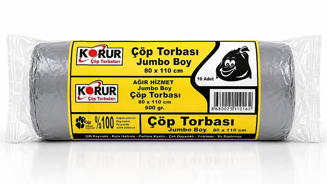 Korur 80*110 Jumbo Boy Çöp Poşeti 600 Gr. Gri - 1