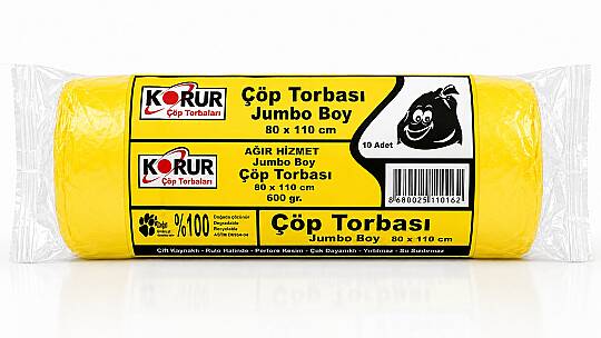 Korur 80*110 Jumbo Boy Çöp Poşeti 600 Gr. Sarı