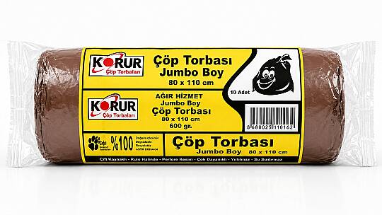 Korur 80*110 Jumbo Boy Çöp Poşeti 600 Gr. Kahverengi