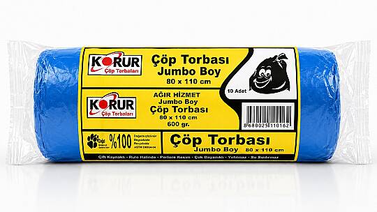 Korur 80*110 Jumbo Boy Çöp Poşeti 600 Gr. Mavi