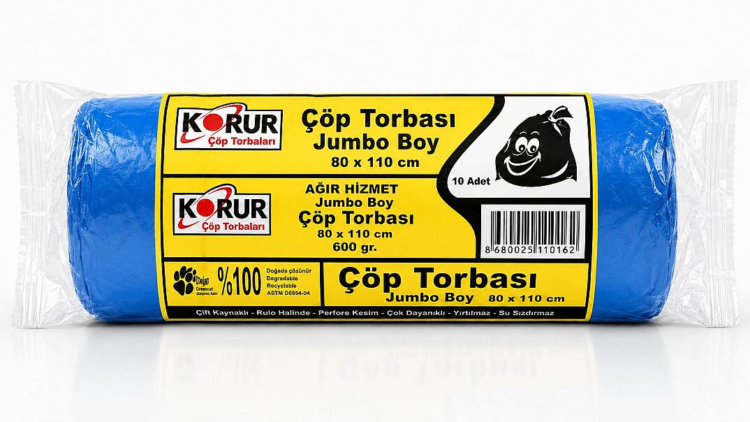 Korur 80*110 Jumbo Boy Çöp Poşeti 600 Gr. Mavi - 1