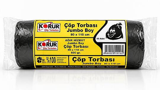 Korur 80*110 Jumbo Boy Çöp Poşeti 600 Gr. Siyah