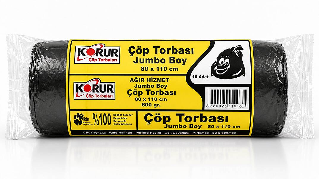 Korur 80*110 Jumbo Boy Çöp Poşeti 600 Gr. Siyah - 1