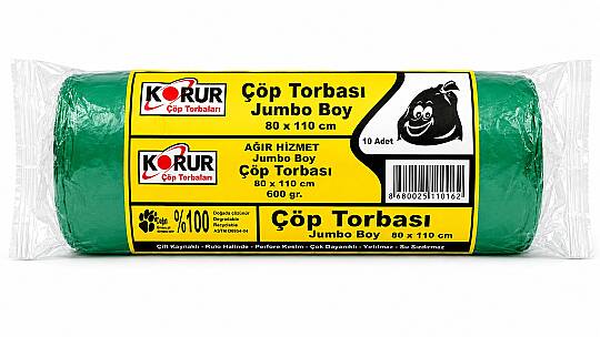 Korur 80*110 Jumbo Boy Çöp Poşeti 600 Gr. Yeşil