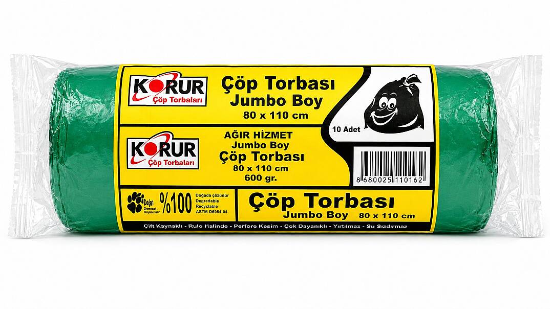 Korur 80*110 Jumbo Boy Çöp Poşeti 600 Gr. Yeşil - 1