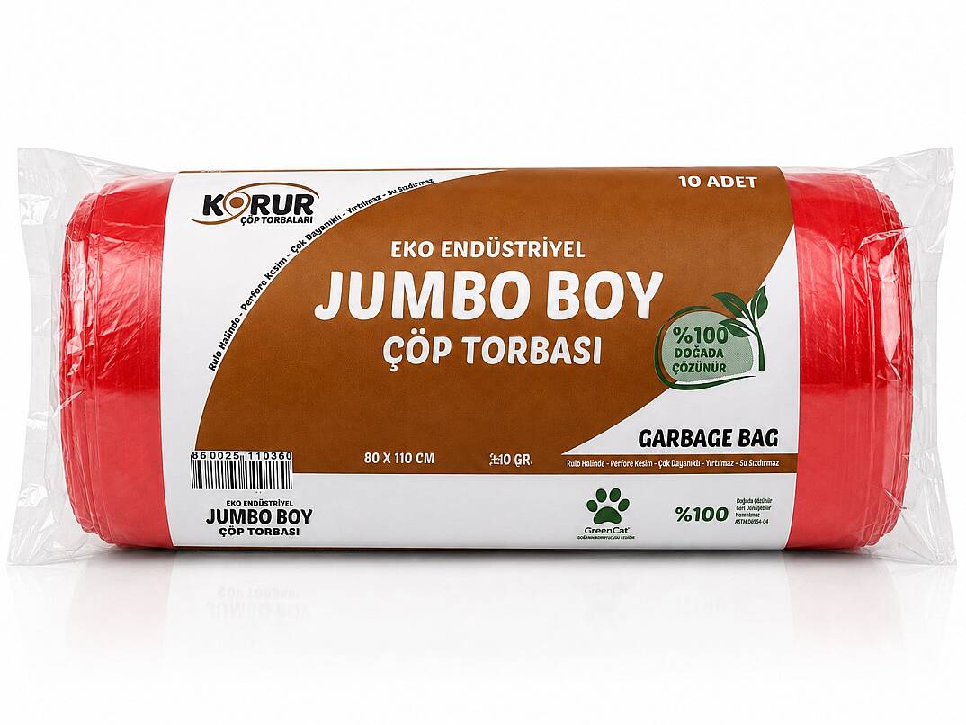 Korur 80*110 Jumbo Boy Çöp Poşeti 350 Gr. Kırmızı - 1