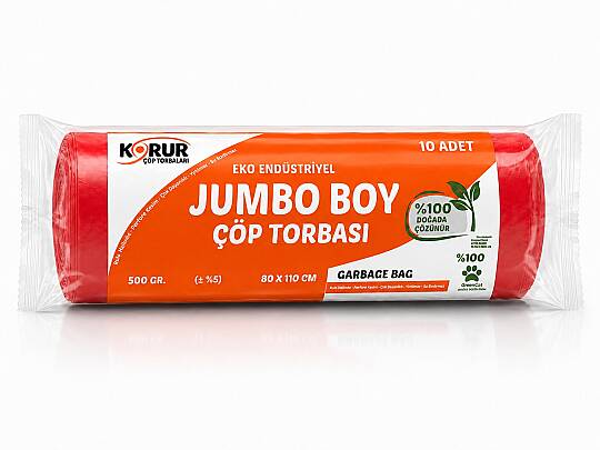 Korur 80*110 Jumbo Boy Çöp Poşeti 500 Gr. Kırmızı