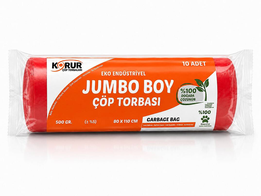 Korur 80*110 Jumbo Boy Çöp Poşeti 500 Gr. Kırmızı - 1