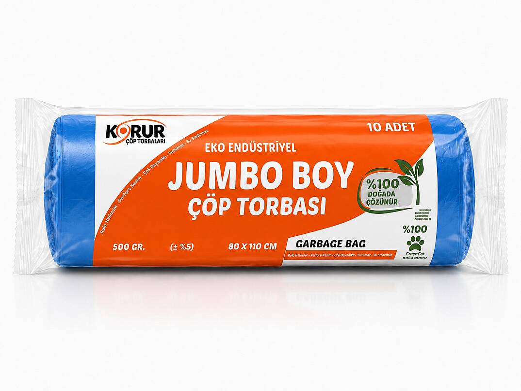 Korur 80*110 Jumbo Boy Çöp Poşeti 500 Gr. Mavi - 1