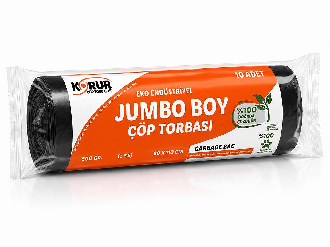 Korur 80*110 Jumbo Boy Çöp Poşeti 500 Gr. Siyah - 1