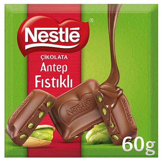 Nestle Antep Fıstıklı Sütlü Kare Çikolata 60 G