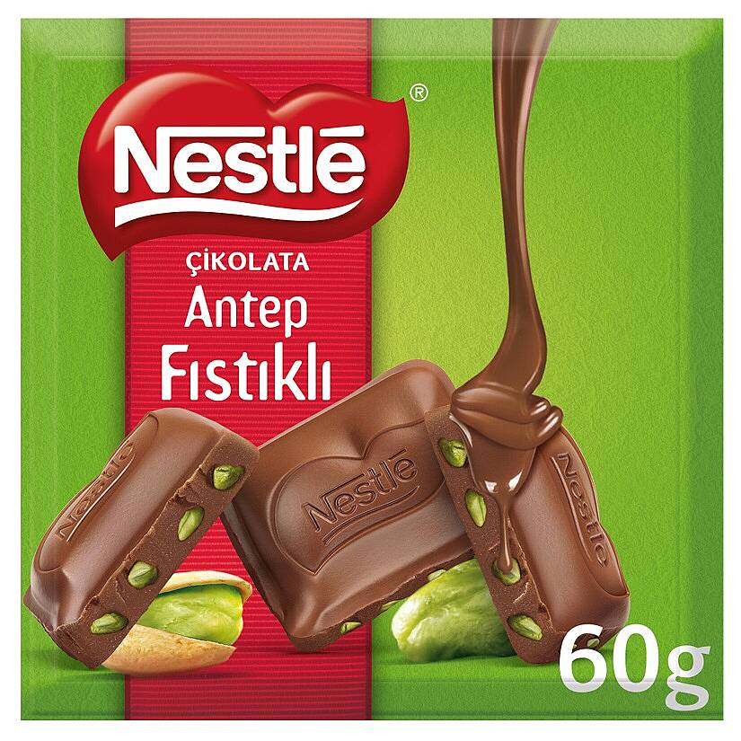 Nestle Antep Fıstıklı Sütlü Kare Çikolata 60 G - 1
