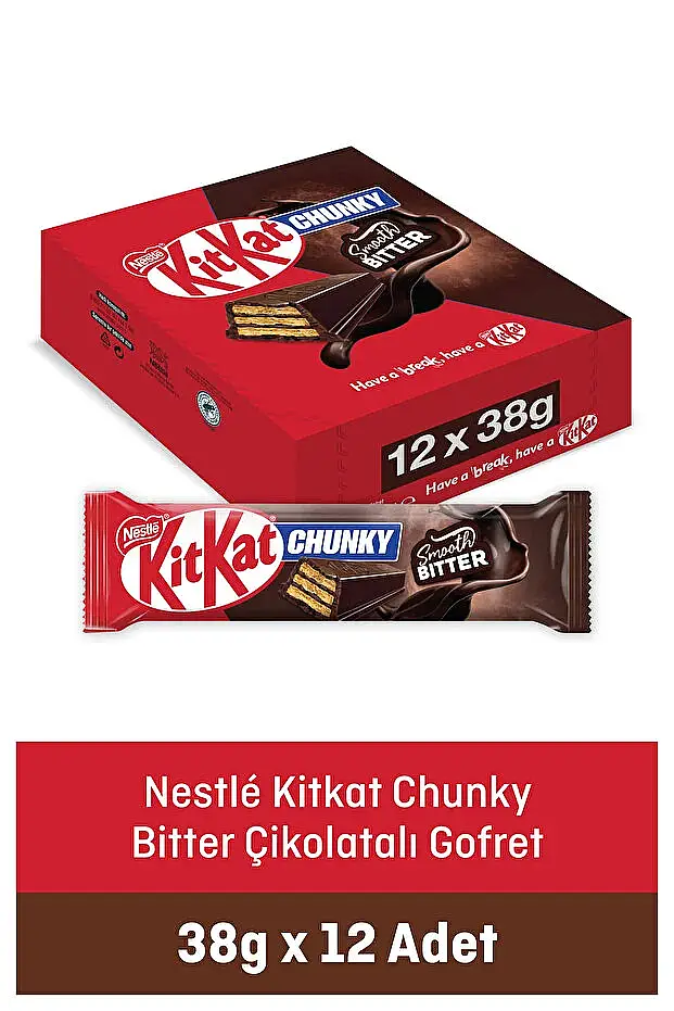 Nestle Kitkat Chunky Bitter Gofret 38 G x12 - 1